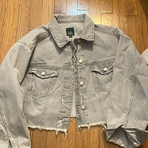 Wild Fable Light Gray Cropped Jean Jacket